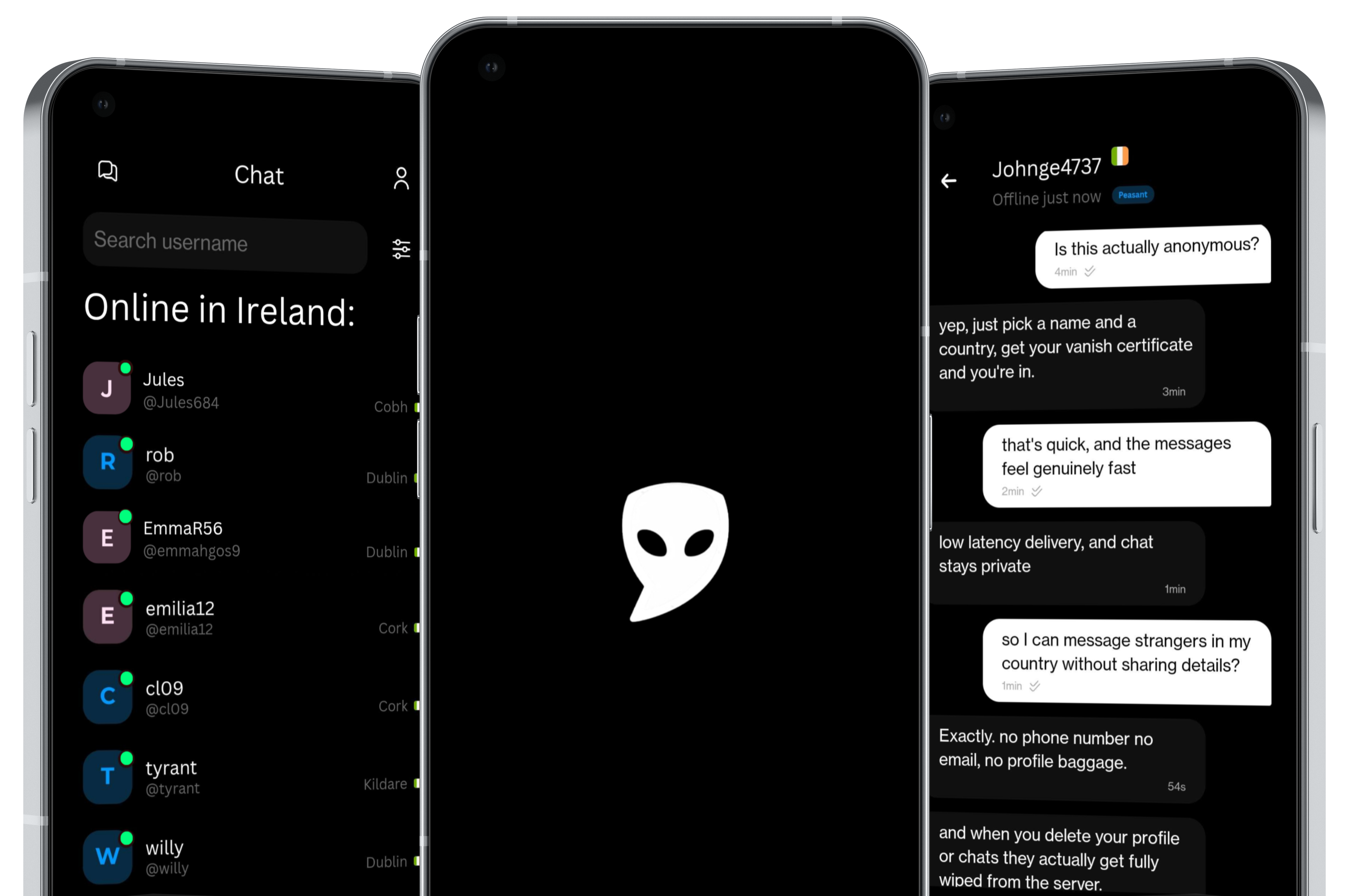 Vanish Android app screens for anonymous private chats and meeting new people